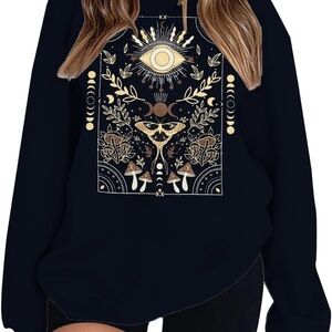 Moon Moth Tarot Oversized Navy Sweatshirt